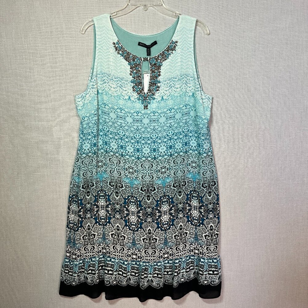 White House Black Market Summer Dress, NWT, Beaded Neckline Size XL